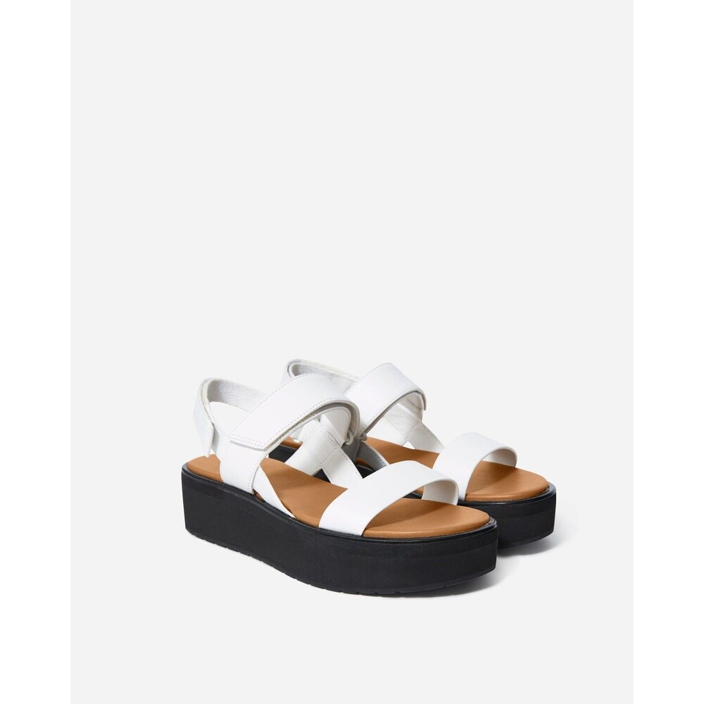 Everlane‎ Womens The Leather Platform Sandal Size 10 White Chunky Adjustable